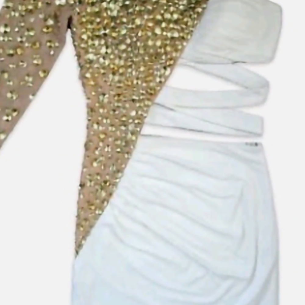 Elegant Gold and White Women's Dress